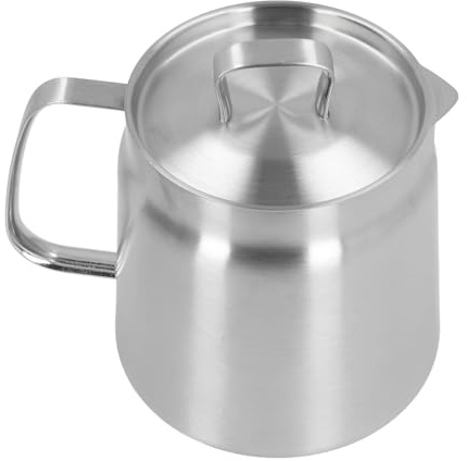 Speckfettbehälter aus Edelstahl, Speckfettsparer Zum Frittieren, Ölfilter, Topfgefäß, Ergonomischer Griff, Teesieb, Auslauf, Siebbecher, Kombipfanne, Fritteuse, Heimküchen (2L)