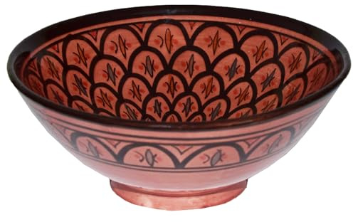Orientalisk marockansk keramisk skål, keramik, frukt, sallad, risskål, skål, dekoration, XXL (röd)