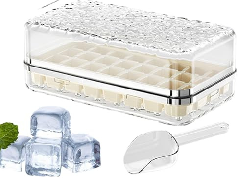 Bac à glaçons pour congélateur, bac à glaçons pour congélateur avec couvercle - Moules pour bac à glace à 32 grilles à glace pilée - Moules pour bacs pour