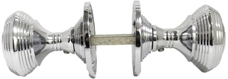 Epsom Door Handle Queen Anne Reeded Chrome Mortice Knob Set – Round Internal Design with Tubular Latch – Durable & Stylish – 1 Pair
