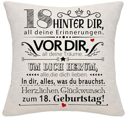 Bommex 18 Jahre alt Geburtstag Geschenk Hinter dir All Deine Erinnerungen Inspirierende Geschenk 18. Geburtstag Geschenk Kissenbezug für Tochter Sohn Schwester Enkelin Enkel Cousin Freunde(18)