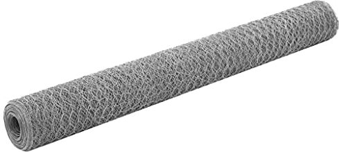 ShGaxin Drahtzaun Verzinkter Stahl 25x1,2 m Silbern, Maschendrahtzaun, Gartenzaun, Hühnerzaun, Hundezaun, Hasendraht, Draht Zaun 143320