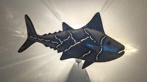 GURU SHOP Wandlampe/Wandleuchte, handgefertigt aus Metall, Fisch | Schöne Deko-Beleuchtung, einfache Wandmontage, erzeugt Schattenspiele, ideal für Kinderzimmer und andere Räume.