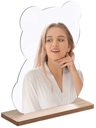 DEANKEJI Espejo de Mesa Acrílico, Espejo Estético de Tocador con Base, Espejos Irregular Irregular sin Marco, Acrílico Espejo Maquillaje para Dormitorio, Baño