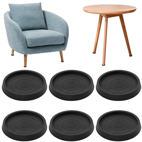 6Pezzi Gommini Antiscivolo per Mobili in Silicone,Feltrini per Sedie Rotondi,Protezioni per Pavimenti,Tappetino Antiscivolo Rotondo Nero,Protettore da 2,5 pollici,Per Gambe di Sedie Pavimenti in Legno