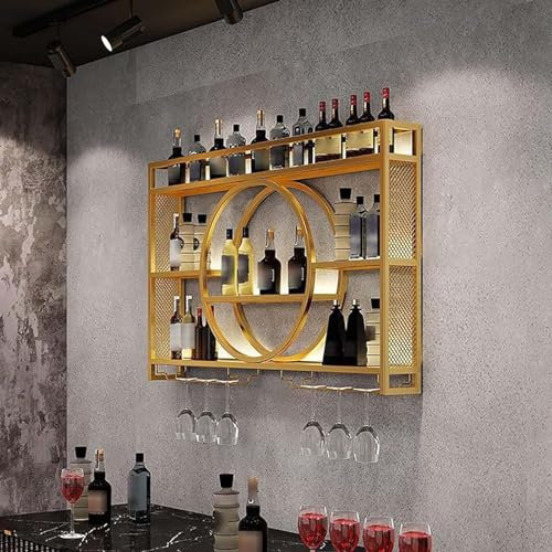 JSJIOAYOWHF Weinregal aus Metall zur Wandmontage – Moderne Hängevitrine für das Restaurant zu Hause, multifunktionales Lagerregal, Flaschenhalter im Vintage-Stil