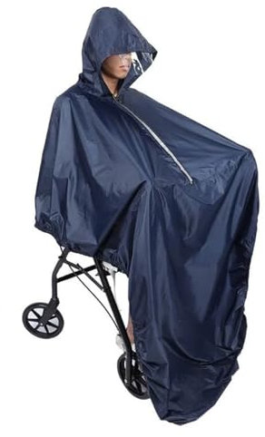 WENYOG Rollstuhl Regenschutz Reflektierender Streifen, wasserdichter Regenponcho for Rollstuhlmobilität, Alter Roller, großer winddichter Umhang, Regenmantel, Kapuze wasserdicht einstellbar