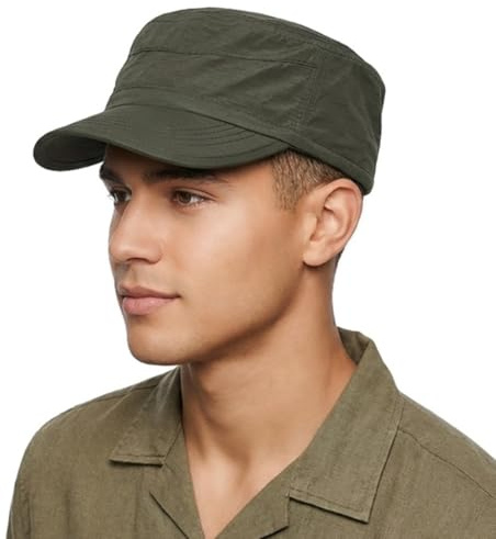 HIQIU Military Cap Herren Sommer Dünn Army Cap Flat Militär Cadet Hut