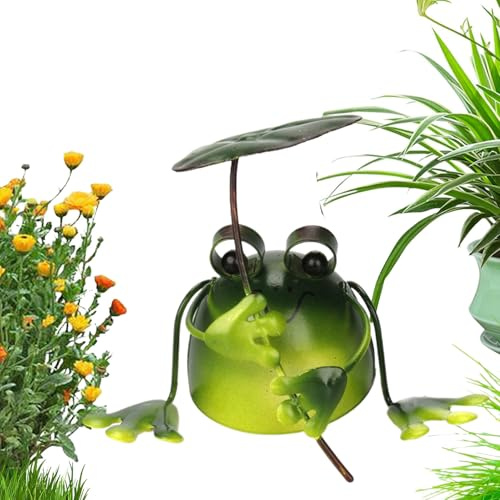 FROG FIGURINES DÉCORDE HOME, DÉCORATIONS ANIMALES EXTÉRIEURES - Décorations de grenouilles en fer extérieures | Décor de maison mignon, sculptures d'animaux en métal pour terrasse, tablette, étagère,