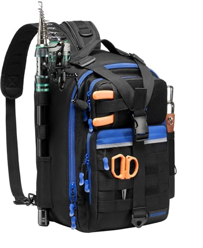 Bassdash Konvertierbarer Angelrucksack mit Rutenhalterung,Verstellbares Taktisches Wasserfestes Tackle Storage Pack FP07