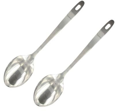 Fackelmann 9317750 Lot de cuillères à servir, louche plate, cuillère de cuisine, ustensile de cuisine, cuillère à soupe, Acier inoxydable, Argent, 31,5 x 7 cm