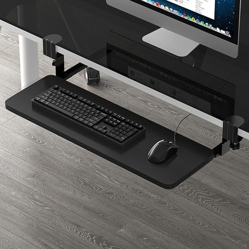 Ergonomic Under Desk Keyboard Drawer - Space-Saving for Home Office Tidy Workstation Solution for Computers & Accessories Adjustable Tray for Comfortable Typing