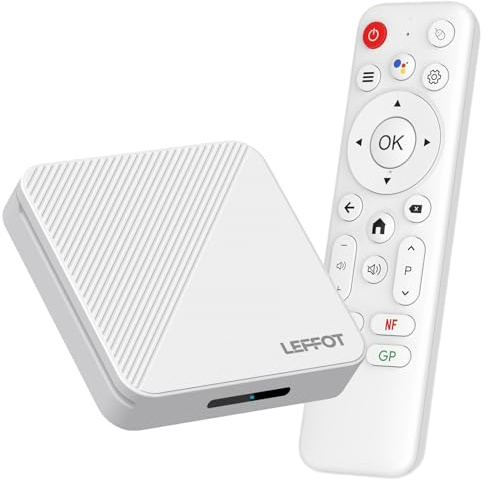 Android 14 TV Box, 2Go RAM + 16Go ROM, LEFFOT 4K Ultra HD Boitier Android TV, Boîter IP-TV avec 2.4 & 5G WiFi 6, 100M Ethernet, Télécommande Vocale, BT 5.4, USB 3.0, HDR10, RK3518 Quad-Core A53