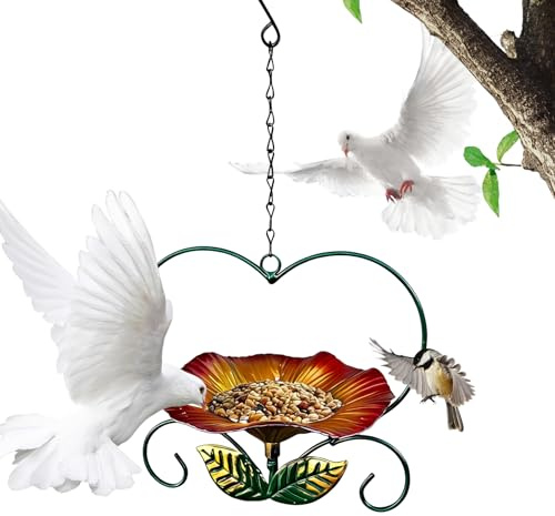 Bandeja para Aves | Resistente Decoración de Hierro con Forma de Flor,Pájaros Decorativo,para Observar Comida Agua en Patio