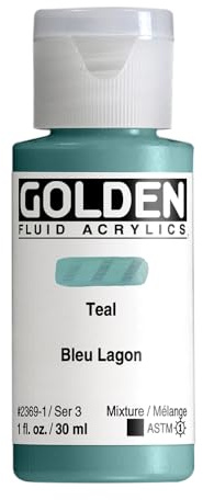 Pro-Art Blaugrün-Golden Fluid Acryl, Acryl, mehrfarbig