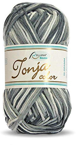 Rellana Tonja color Schulgarn Topflappengarn 50g grau-schwarz-weiß (402)