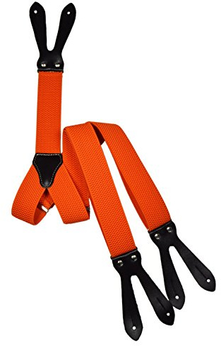 Olata Y-Hosenträger, Knopf-Lederenden, 35 mm, Orange (Standard)