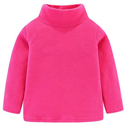 Mud Kingdom Niña Tops Camisas de Base de Cuello Alto de Polar Liso 7-8 Años Rosa Fuerte