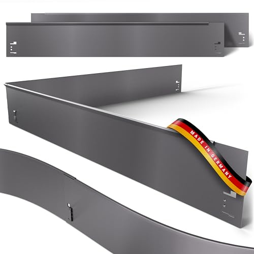 Rasenkante Metall - 17m Verlegelänge - Garten Metallbeeteinfassung 18,5cm hoch - Stabile Metallbeetbegrenzung Metall grau - 15er Set Metallrasenkante je 1,2m Länge - Verformbar & Ultraleicht