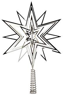 Riffelmacher 17859 - Baumspitze Stern aus Metall, 1 Stück, Größe 33 cm, glänzende Christbaumspitze in Silber, Dekoration, Christbaum, Heilig Abend, Weihnachten, Baumschmuck, Weihnachtsbaum