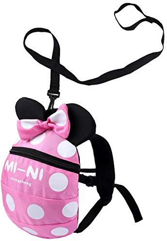 Baby Toddler Safety Harness Backpack Child Kids Cute Cartoon Strap Shoulder Backpack Bag with Reins Leash Rucksack Harness Walkers Tether Belt,FOR 1-5 YEARS OLD TODDLER. (pink S-for 1-5 years old)