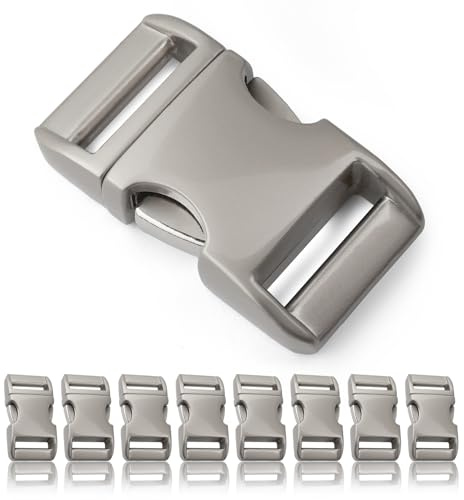 Ganzoo Metall-Klickverschluss Alumaxx, Set aus 8 Stück, 3/8 / Klippverschluss/Steckschließer/Steckverschluss für Paracord-Armbänder, Hunde-Halsbänder, Rucksack, satiniert, Farbe: silber matt