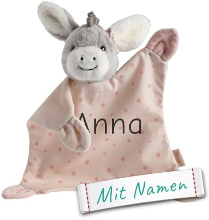 Sterntaler Kuscheltuch/Schmusetuch Bestickt mit Namen für Baby & Kinder personalisiert, Mädchen Rosa, Ab dem 1. Monat, 3212318, (Emmi Girl M)