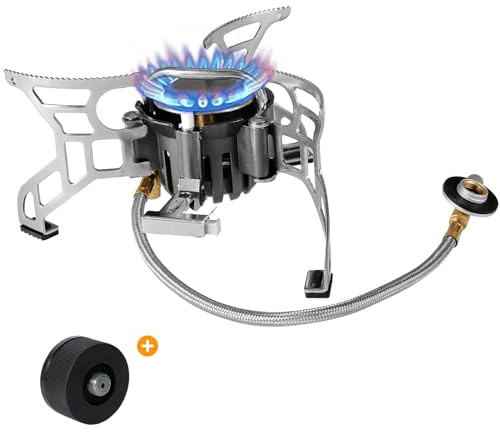 Bulin 3500W Campingkocher Ultraleichter Gaskocher Outdoor mit Piezo Camping Gaskocher Faltbar mit Vorheizung Traglast 25KG für Hiking Trekking Picknick