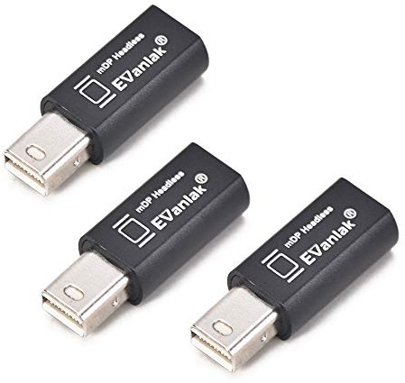 EVanlak Mini disportDisplayPort Headless Ghost Display Emulator for PC 4K DP Dummy Plug (fit Headless 1080-3840x2160@60hz)-3P