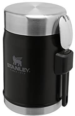 Stanley Classic Legendary Thermobehälter Für Essen Mit Göffel 400 ml - Hält 7 Stunden Heiß Oder Kalt - Edelstahl Warmhaltebehälter - BPA-Frei - Spülmaschinenfest - Matte Black