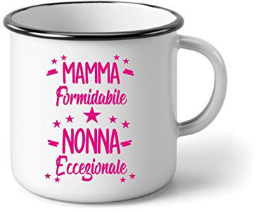 bubbleshirt Tazza in Alluminio Festa dei Nonni - Mamma formidabile Nonna Eccezionale - Evento - Idea Regalo Divertente