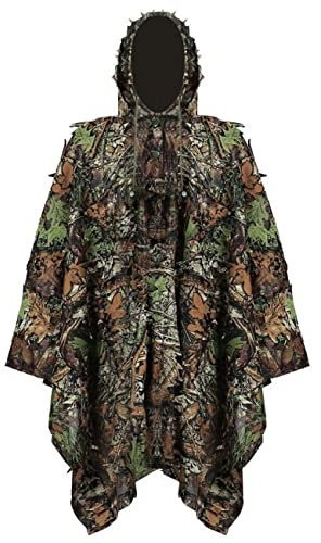 scosao Traje Ghillie, Poncho Camuflaje 3D Bionic Leafy, Disfraz Camuflaje Woodland para observación, Militar, CS, Airsoft, Fotografía de Vida Silvestre