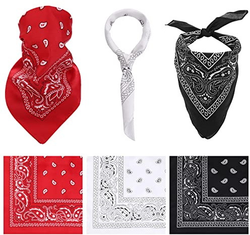 Molain 3 Pieces Unisex Paisley Bandanas Cowboy Bandana Multifunction Handkerchiefs Paisley Print Head Scarf