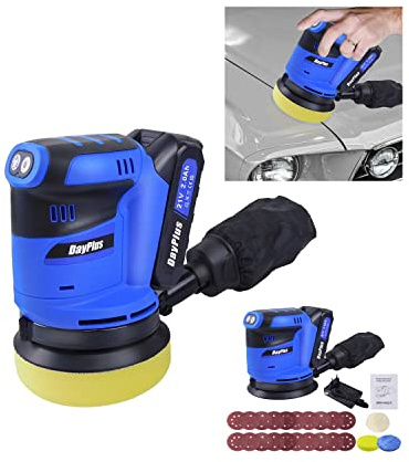 Amoladora angular profesional (diámetro del disco: 125 mm, 21 V, 190 W, diámetro de la pista aleatoria: 2,8 mm, órbitas por minuto: 7000/9500/11000 opm) Hogar, Automóvil, Multilijadora