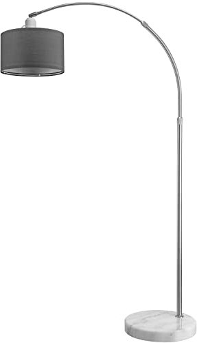 Monzana Lampada da Terra Regolabile 150-175 cm Base in Marmo Paralume Orientabile in Tessuto Piantana Lampade ad Arco