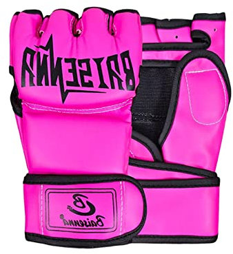 F Fityle Guanti MMA Dita Professionale Sparring Grappling Uomo Donna Protezione per Le Mani Guardia Sport Guanti Karate Guantoni da Combattimento, Rosa