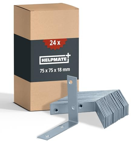 HELPMATE – Stuhlwinkel 75x75x18 mm – 24 Stück – galvanisch verzinkt | Winkelverbinder blau passiviert – korrosionsgeschützt, vorgebohrte Löcher & einfache Montage