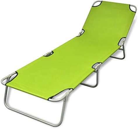 FIRBNUS Sonnenliege Klappbar mit Rückenlehne Verstellbar Grün Strandstuhl Klappbar Strandliege Klappbar Sonnenliege Balkon Sonnenliege Metall Balkonmöbel Gartenliege Klappbar Gartenstuhl Klappbar