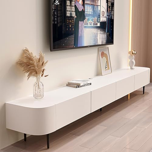 Moderner Lowboard TV Ständer Mit Schubladen - Entertainment Center Mit Aufbewahrungsschrank, Holz TV Konsole Für Wohnzimmer Und Schlafzimmer (Color: W)