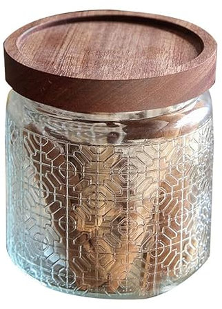 Jarsense Glasdose Vintage Glas Versiegeltes Glas mit Deckel Haushalt Lebensmittelqualität Vorratsdose Kaffeebohnen Teeblatt Vorratsdose Fenster Blumenmuster 1000ml