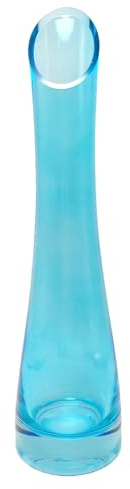 Jarrón de vidrio soplado hecho a mano, jarrón decorativo de un solo tallo, jarrón de vidrio floral, centro de mesa para decoración del hogar y la oficina (azul)