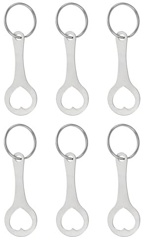 PATIKIL Shopping Trolley Token Key Ring, 6 Pack 2.3 Inch Stainless Steel Cart Remover Unlock Release Keychain for Grocery Shopping Carts, Silver Tone