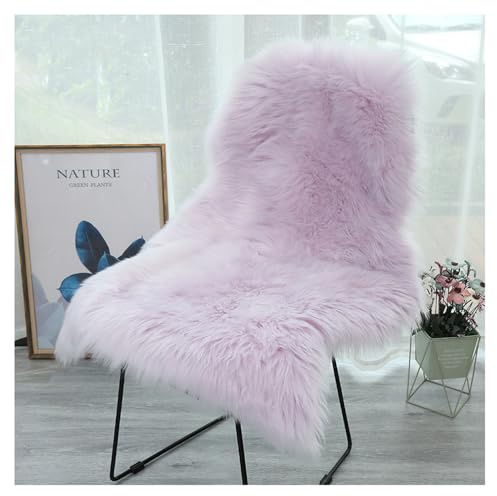 SMTCM Faux Lambskin Sheepskin Rug 60 x 100 cm Imitation Lambskin Carpet Longhair Fur Look Fluffy Soft Fur Rug Chair Cushion Floor Rug Seat Skins Imitation Wool Mat for Sofa Living Room