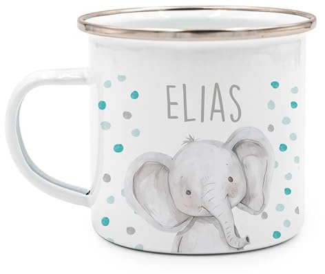 Kidsmood - Emaille Tasse Personalisiert mit Namen- Robuste Kinder Tasse für Camping & Alltag - BPA-frei, Spülmaschinenfest, Kinder Becher als Geschenke zur taufe, zur Geburt oder für Weihnachten