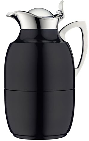 alfi JUWEL 1,0l, black polished, elegante Isolierkanne mit Hartglaseinsatz, 12h heiß & 24h kalt, ideal als Kaffeekanne, Teekanne