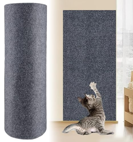 Tapis à gratter mural pour chat - 200 x 40 cm - Autocollant - Pour chat - Gris clair