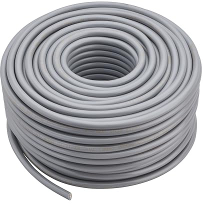 DEBFLEX - Câble Electrique HO5VV-F 3G1,5 mm² - Couronne de Câble Tripolaire Souple - Pour Tous Types de Câblages Domestiques - 50 Mètres - Gris