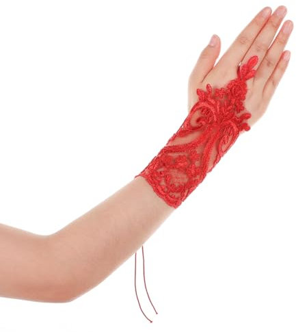 Spitzenhandschuhe Fingerlos Brauthandschuhe Damen Kurze Netzhandschuhe Spitze Elegant Handschuhe Mädchen Elastisch Abendhandschuhe Sommer Braut Spitzenhandschuhe für Hochzeit Abschlussball Party