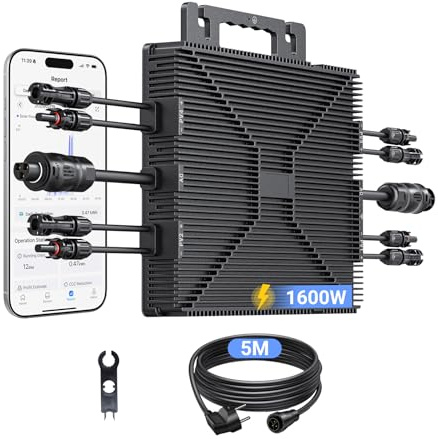LIONSHEE Mikrowechselrichter 1600W, Wechselrichter Balkonkraftwerk mit WLAN, Plug & Play, App Steuerung, 5M AC-Kabel, PV-Wechselrichter, MPPT Integrierter