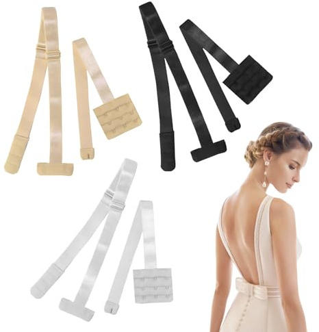 KWJEIULSOQ 3 Pairs Low Back Bra Converter,Adjustable Bra Extenders 3 Hooks